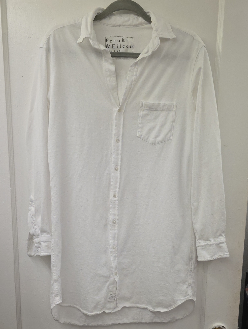 Frank & Eileen Tee Lab Mary White Cotton Oversized Button Up Shirt S